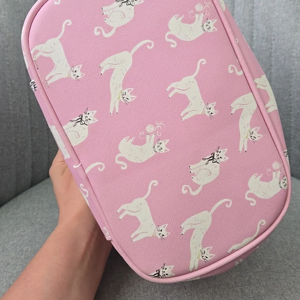 Adorable Cat Print Cosmetic Bag/Organizer In Pink, NWT
